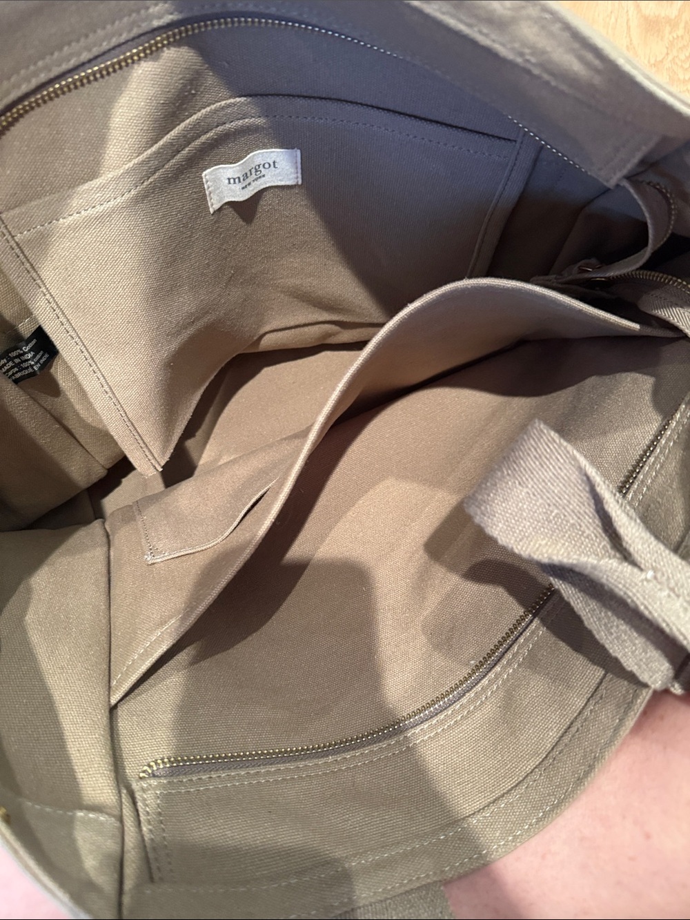 NWT Margot Taupe Canvas Tote Bag - Picture 3 of 3